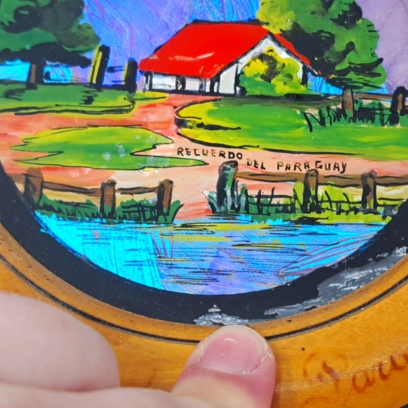 Vintage Village Scenes From Paraguay With Butterfly Wings As Background - Picture 4 of 8